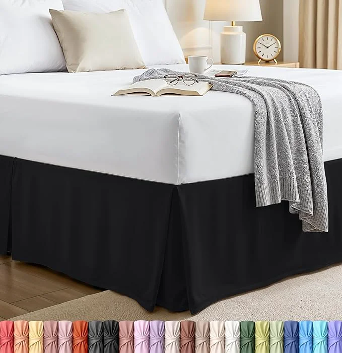 Optimized Utopia Bedding King Bed Skirt – Soft Quadruple Pleated Ruffle – Easy Fit with 16 Inch Tailored Drop – Hotel Quality Shrinkage and Fade Resistant King Black High-Performance