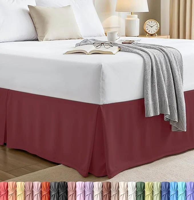 Fashionable Utopia Bedding Queen Bed Skirt – Soft Quadruple Pleated Ruffle – Easy Fit with 16 Inch Tailored Drop – Hotel Quality Shrinkage and Fade Resistant Queen Burgundy Original Design