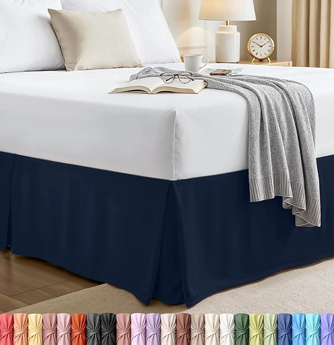 Solid Utopia Bedding Queen Bed Skirt – Soft Quadruple Pleated Ruffle – Easy Fit with 16 Inch Tailored Drop – Hotel Quality Shrinkage and Fade Resistant Queen Navy Top-Quality