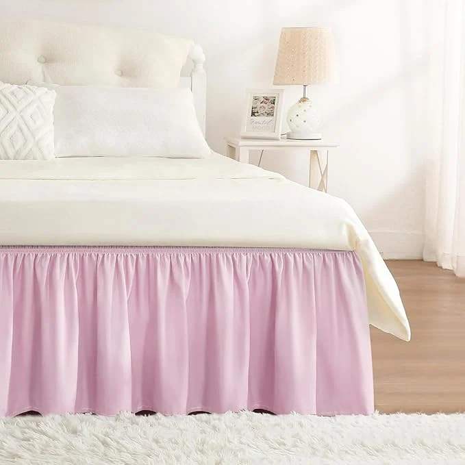 Advanced RIMELA Baby Purple Bed Skirt King Size 15 Inch Drop Elastic Bed Skirting for Bed Base and Frame Bedding Dust Ruffle Easy to Install Lightweight Wrap Around Adjustable Bedskirt Premium Material