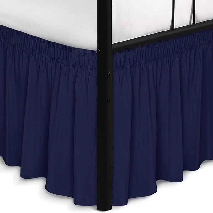 Green Biscaynebay Wrap Around Bed Skirts with Split Corners for King Beds 18 quot Drop Navy Adjustable Elastic Dust Ruffles Easy Fit Wrinkle Resistant Silky Luxurious Fabric Machine Washable Outstanding