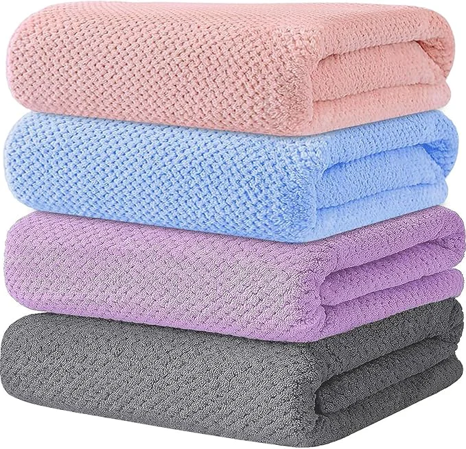 Innovative 4 Pack Bath Towel Set Lightweight Waffle Bath Towel Set Microfiber Super Soft Verified
