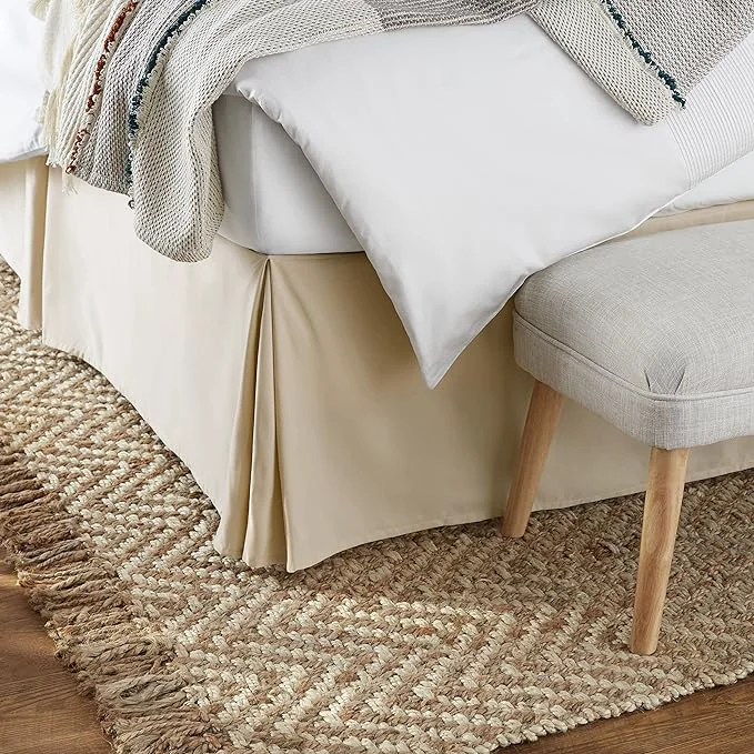 Safe Amazon Basics Lightweight Pleated Bed Skirt Machine Washable Wrinkle Resistant King Beige Convenient