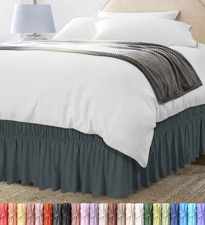 User-Friendly Utopia Bedding Queen Elastic Bed Ruffle – Easy Wrap Around Ruffle – Microfiber Bed Skirt with Adjustable Buckle amp Elastic Belt 16 Inch Tailored Drop – Hotel Quality Bedskirt Fade Resistant Grey Versatile