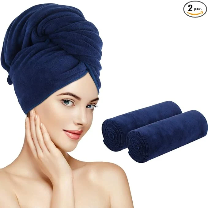 Stylish SUNLAND Microfiber Hair Towels Anti Frizz Hair Drying Towel Super Absorbent High-End