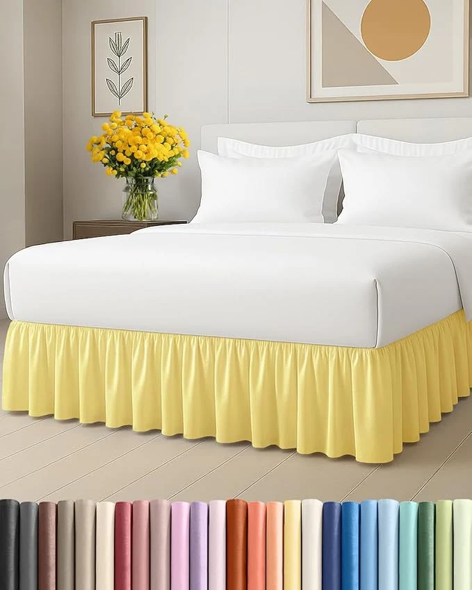 Convenient Bedskirt Twin Size Ruffle – 12 inch Drop Dust Ruffle Bed Skirt with Platform – Ultra-Soft Easy Fit Premium Hotel Quality – Wrinkle Fade amp Shrink Resistant – for Women Men Kids and Teens – Yellow Specialty