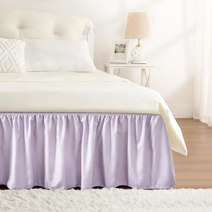 Reliable RIMELA Lavender Purple Bed Skirt Queen Size 18 Inch Drop Wrap Around Elastic Bedskirt Dust Ruffle for Adjustable Bed Base Machine Washable Easy to Install Bed Skirts Top-Quality