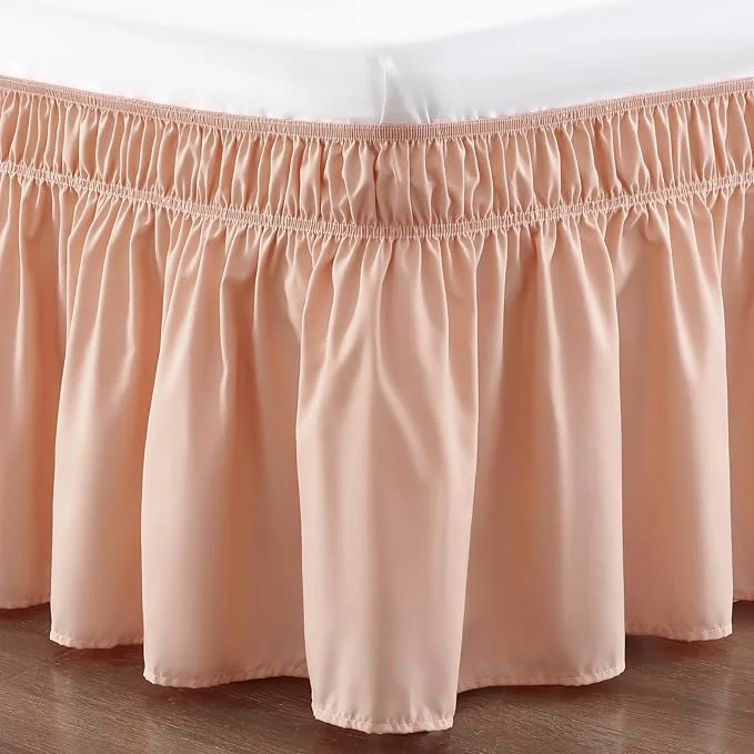 User-Friendly RIMELA Bed Skirt Queen Size 15 Inch Drop Wrap Around Elastic Bedskirt Solid Microfiber Luxury Hotel Quality Fabric Easy to Install Machine Washable Wrinkle amp Fade Resistant Flesh Pink First-Class