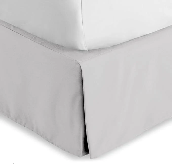 Fashionable Bare Home Full Bed Skirt – 15-Inch Tailored Drop Easy Fit – Bed Skirt for Beds – Center amp Corner Pleats Full Light Grey Premium