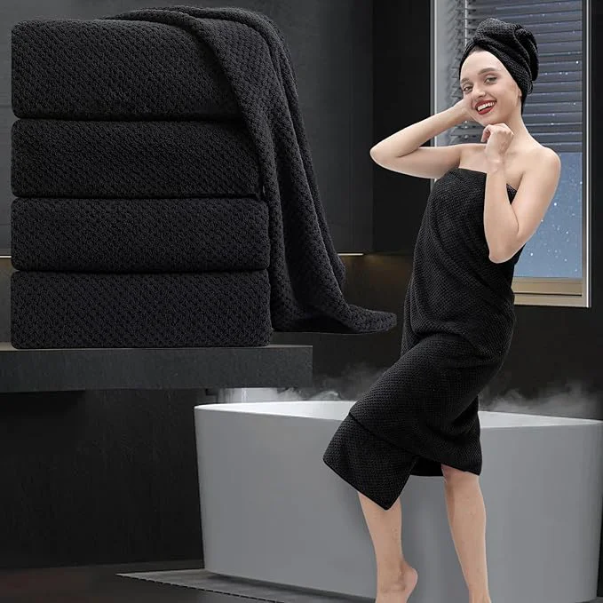 Crafted Extra Large Bath Towel Set of 4 Oversized Bath Sheet Super Soft Highly Solid