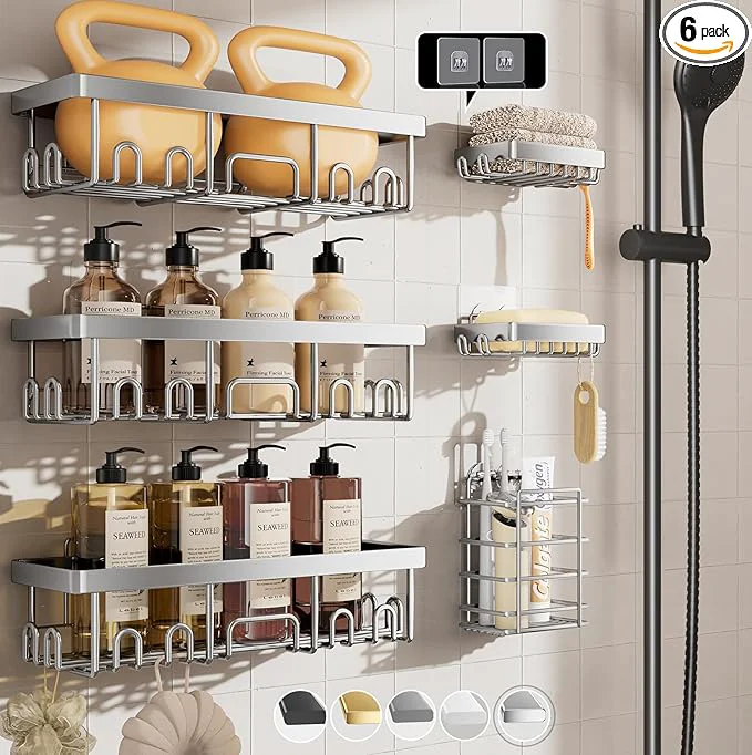 Carefully Designed Veken Shower Caddy 6-Pack Family Choice Award Winner Large Wall Mounted Advanced