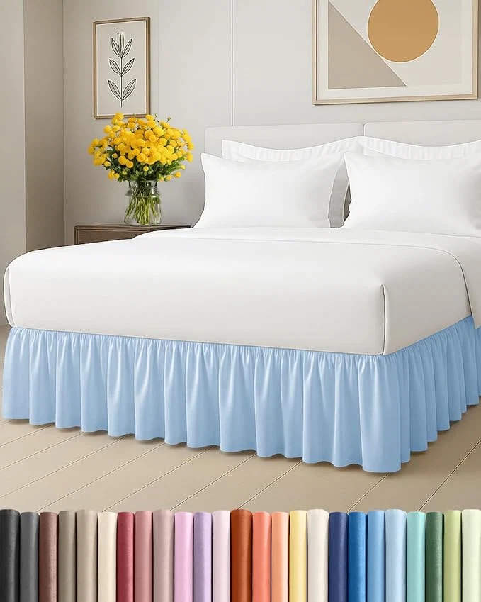 Innovative Bedskirt Twin Size Ruffle – 12 inch Drop Dust Ruffle Bed Skirt with Platform – Soft Easy Fit Premium Hotel Quality – Wrinkle Fade amp Shrink Resistant – for Women Men Kids and Teens – Light Blue Environmentally Friendly