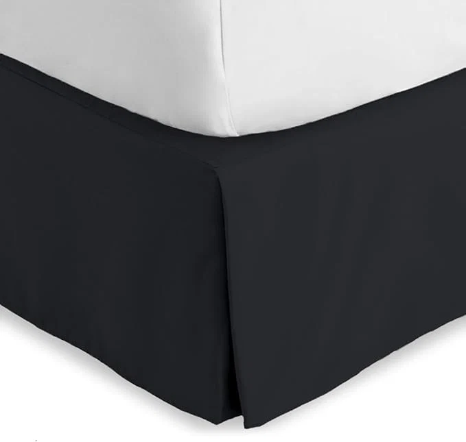 Fine Bare Home California King Bed Skirt – 15-Inch Tailored Drop Easy Fit – Bed Skirt for Cal King Beds – Center amp Corner Pleats Cal King Black Safe