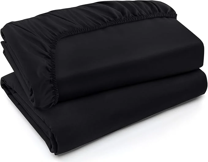 Efficient Utopia Bedding Queen Fitted Sheets – Bottom Sheets – Deep Pockets – Soft Brushed Microfiber – Shrinkage amp Fade Resistant – Easy Care – 2 Fitted Sheet Only Black Green