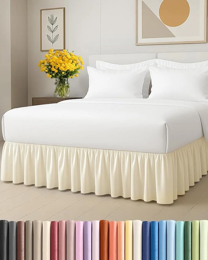 Optimized Bedskirt Twin Size Ruffle – 15 inch Drop Dust Ruffle Bed Skirt with Platform – Ultra-Soft Easy Fit Premium Hotel Quality – Wrinkle Fade amp Shrink Resistant – For Women Men Kids amp Teens – Off White Dependable