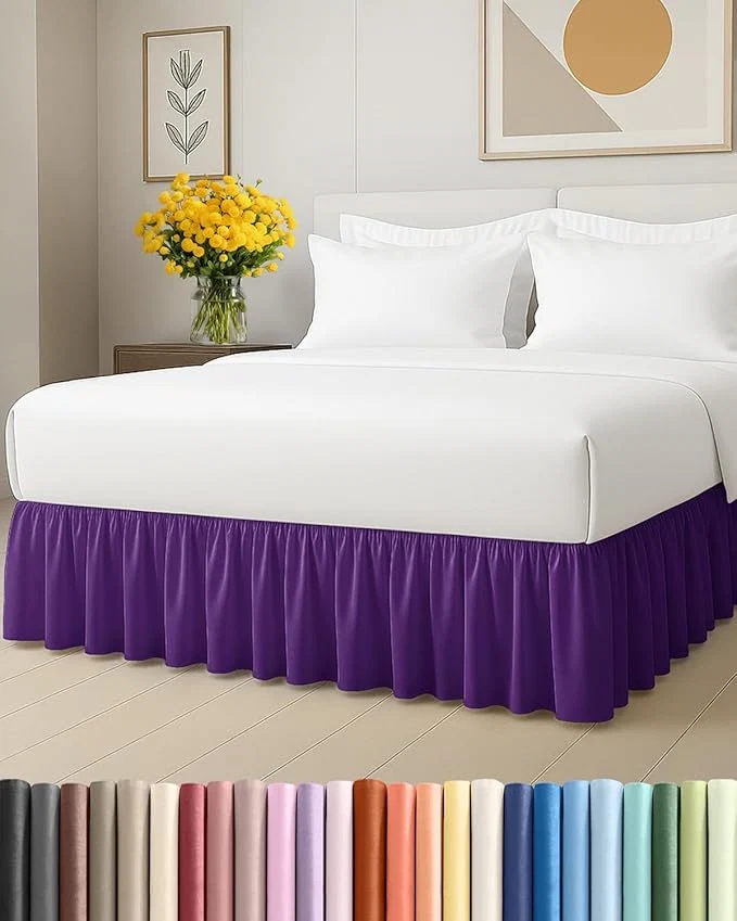 Artisan Bedskirt Twin Size Ruffle – 12 inch Drop Dust Ruffle Bed Skirt with Platform – Ultra-Soft Easy Fit Premium Hotel Quality – Wrinkle Fade amp Shrink Resistant – for Women Men Kids and Teens – Purple Outstanding