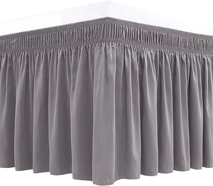 Carefully Designed Biscaynebay Wrap Around Bed Skirts for Full amp Full XL Beds 22 quot Long Drop Silver Grey Adjustable Elastic Dust Ruffles Easy Fit Wrinkle Resistant Silky Luxurious Fabric Machine Washable Superior