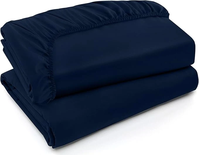 Smooth Utopia Bedding Twin Fitted Sheets – Bulk Pack of 2 Bottom Sheets – Soft Brushed Microfiber – Deep Pockets – Shrinkage amp Fade Resistant – Easy Care Twin Navy Premium Material