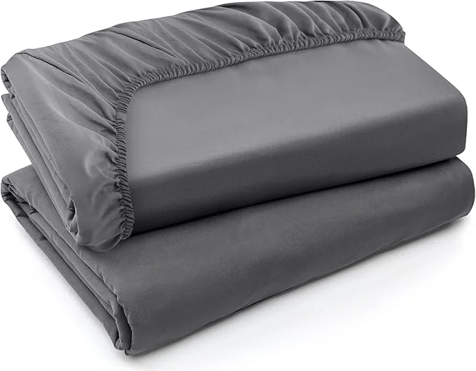 Original Design Utopia Bedding Fitted Sheet – Pack of 2 Bottom Sheets – Soft Brushed Microfiber – Deep Pockets Shrinkage amp Fade Resistant – Easy Care Full Grey Powerful