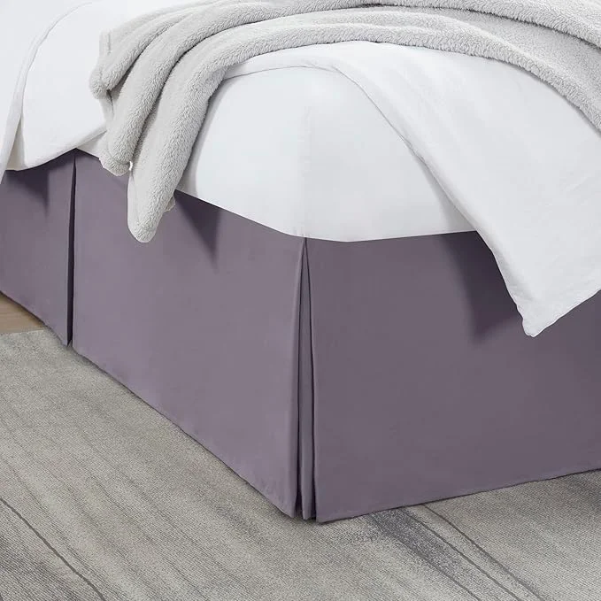 Superior Nestl Grayish Purple Twin XL Bed Skirt – Twin XL Size Bed Skirt 14 Inch Drop – Brushed Microfiber Bed Skirts – Hotel Quality Pleated Bed Skirt – Shrinkage amp Fade Resistant Versatile