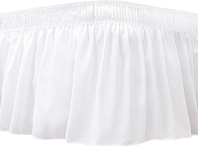 Modern Biscaynebay Wrap Around Bed Skirts for King amp Cal King Beds 19 quot Long Drop White Adjustable Elastic Dust Ruffles Easy Fit Wrinkle amp Fade Resistant Silky Luxurious Fabric Solid Machine Washable Original Design
