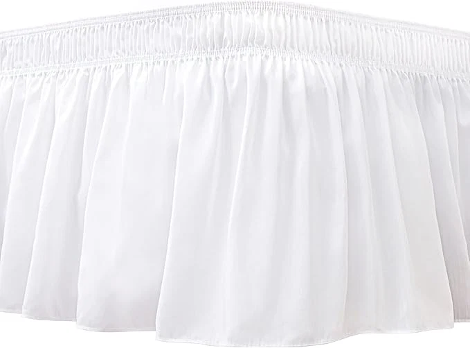 Trendy Biscaynebay Wrap Around Bed Skirts for Queen Size Beds Extra Short Drop of 9 quot White Elastic Dust Ruffles Easy Fit Wrinkle amp Fade Resistant Silky Luxurious Fabric Solid Machine Washable Green