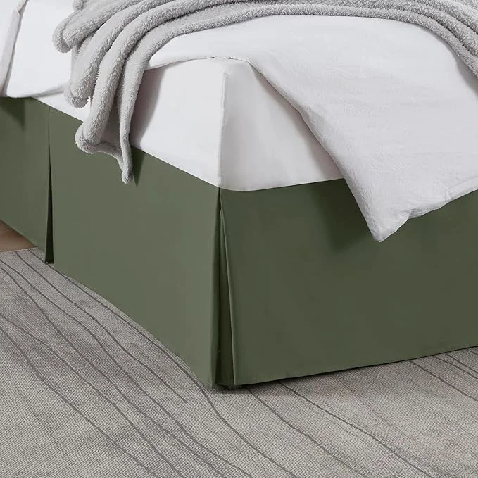 Breathable Nestl Olive Green Bed Skirt Queen Size – Queen Bed Skirt 14 Inch Drop – Brushed Microfiber Bed Skirts – Hotel Quality Pleated Bed Skirt – Shrinkage amp Fade Resistant Clean