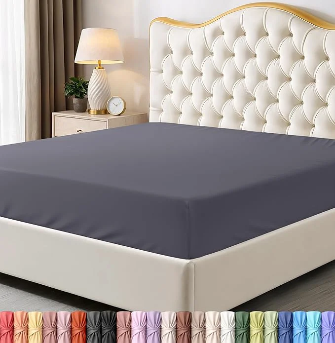 Convenient Utopia Bedding King Fitted Sheet – Bottom Sheet – Deep Pocket – Polyester – Shrinkage and Fade Resistant – Easy Care -1 Fitted Sheet Only Grey Breathable