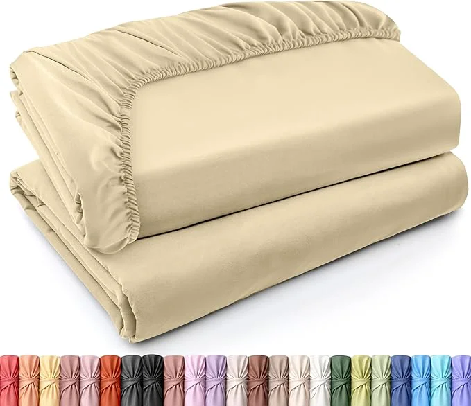 Durable Utopia Bedding Queen Fitted Sheets – Bulk Pack of 2 Bottom Sheets – Soft Brushed Microfiber – Deep Pockets – Shrinkage amp Fade Resistant – Easy Care Queen Beige Innovative