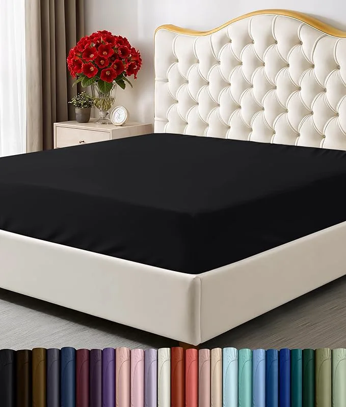 Efficient Utopia Bedding Full Fitted Sheet – Bottom Sheet – Deep Pocket – Soft Microfiber – Shrinkage and Fade Resistant – Easy Care -1 Fitted Sheet Only Black Smart
