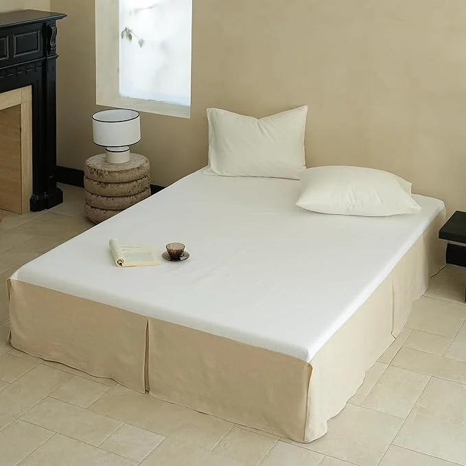 High-Performance Simple amp Opulence French Linen Bed Skirt with Classic 14 inch Drop Dust Ruffle Tailored Draped Premium Natural Flax Cotton Blend Basic Dust Easy Fit Breathable Farmhouse Bedding Queen Basic Linen Fashionable