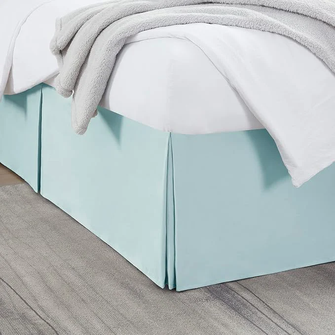 Certified Nestl Light Baby Blue Twin Bed Skirt – Twin Size Bed Skirt 14 Inch Drop – Brushed Microfiber Bed Skirts – Hotel Quality Pleated Bed Skirt – Shrinkage amp Fade Resistant Fine