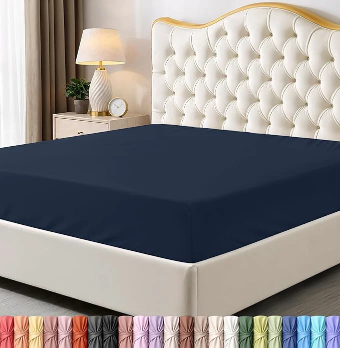 Original Design Utopia Bedding Full Fitted Sheet – Bottom Sheet – Deep Pocket – Soft Microfiber – Shrinkage and Fade Resistant – Easy Care -1 Fitted Sheet Only Navy Consistent