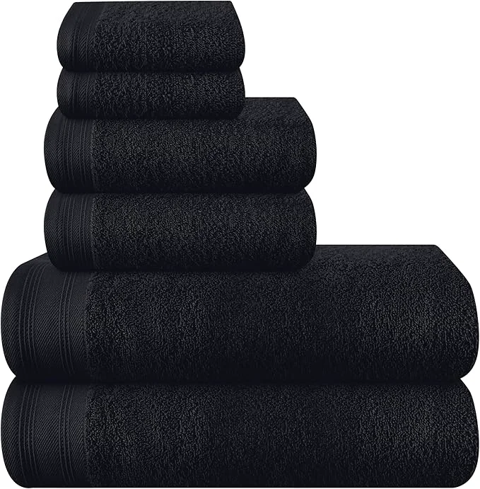 First-Class Ultra Soft 6 Pack Cotton Towel Set Contains 2 Bath Towels 28×55 inch 2 Hand Minimalist
