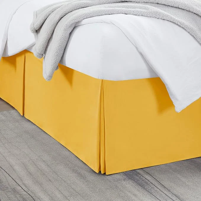 Luxury Nestl Yellow Twin Bed Skirt – Twin Size Bed Skirt 14 Inch Drop – Brushed Microfiber Bed Skirts – Hotel Quality Pleated Bed Skirt – Shrinkage amp Fade Resistant High-Performance