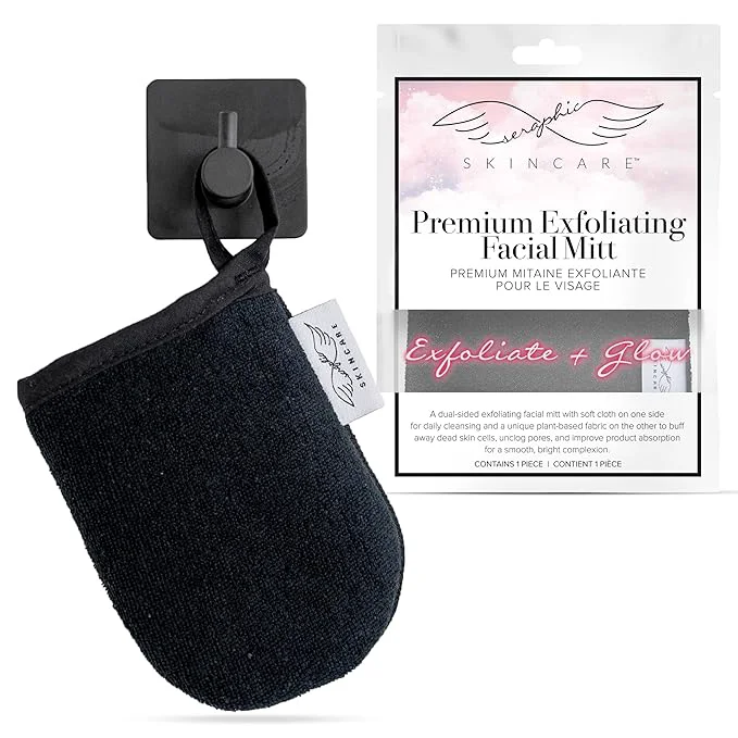 Long-Lasting Seraphic Skincare Premium Exfoliating Facial Mitt – Dual-Sided Face Scrubber High-Quality