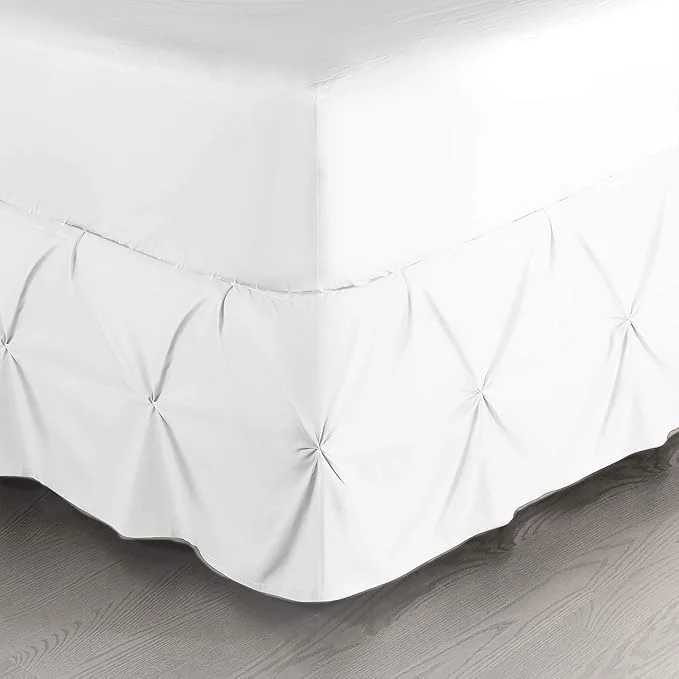 Relaxed Nestl White Bed Skirt Full Size Pinch Pleat Full Bed Skirt 14 quot Inch Drop Full Bedskirt Hotel Quality White Bed Skirts Premium Microfiber Bedskirt for Full Bed White Full Bed Skirt Original