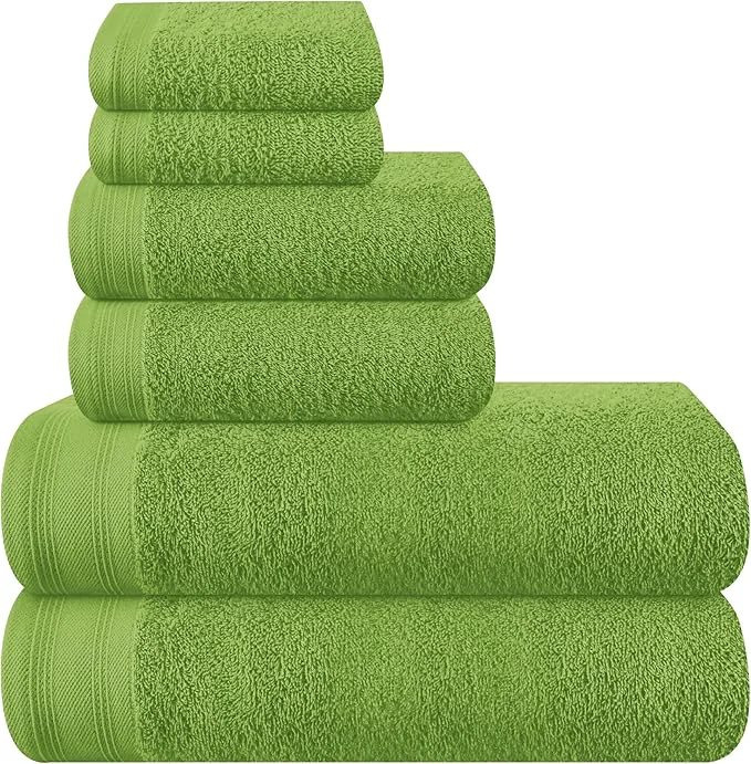 High-Grade Ultra Soft 6 Pack Cotton Towel Set Contains 2 Bath Towels 28×55 inch 2 Hand Classic