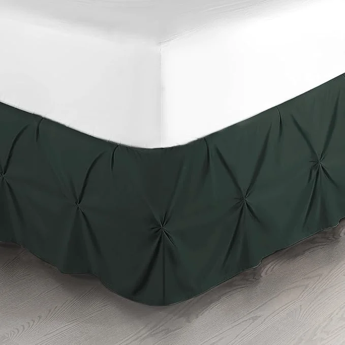 World-Class Nestl Forest Green Bed Skirt Queen Size Pinch Pleat Queen Bed Skirt 14 quot Inch Drop Queen Bedskirt Hotel Quality Forest Green Bed Skirts Microfiber Bedskirt for Queen Bed Forest Green Queen Bed Skirt Carefully Designed