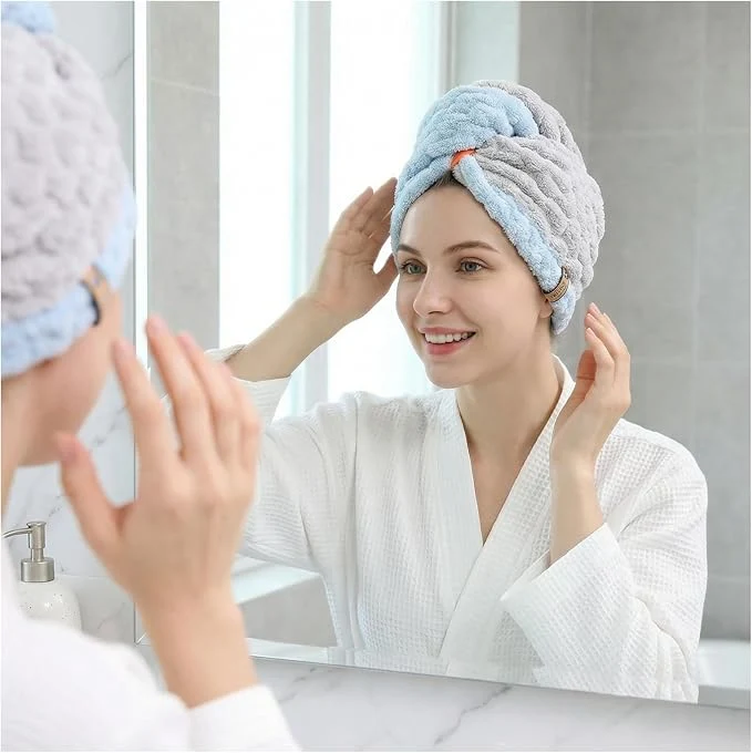 Flexible Hair Towel Wrap for Women High Absorbency Hair Drying Towel Wrap Lightweight Pure