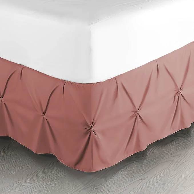 Natural Nestl Pink Clay Bed Skirt Twin Size Pinch Pleat Twin Bed Skirt 14 quot Inch Drop Twin Bedskirt Hotel Quality Pink Clay Bed Skirts Premium Microfiber Bedskirt for Twin Bed Pink Clay Twin Bed Skirt First-Class