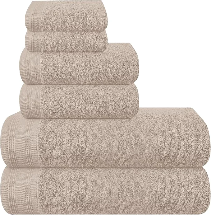 Reusable Ultra Soft 6 Pack Cotton Towel Set Contains 2 Bath Towels 28×55 inch 2 Hand Comfortable