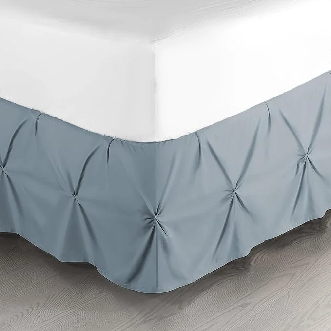Next-Generation Nestl Stone Blue Bed Skirt Full Size Pinch Pleat Full Bed Skirt 14 quot Inch Drop Full Bedskirt Hotel Quality Stone Blue Bed Skirts Premium Microfiber Bedskirt for Full Bed Stone Blue Full Bed Skirt Expertly Made