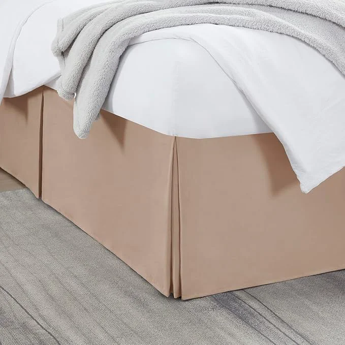 Artisan Nestl Taupe Bed Skirt Cal King Size – Cal King Bed Skirt 14 Inch Drop – Brushed Microfiber Bed Skirts – Hotel Quality Pleated Bed Skirt – Shrinkage amp Fade Resistant Soft