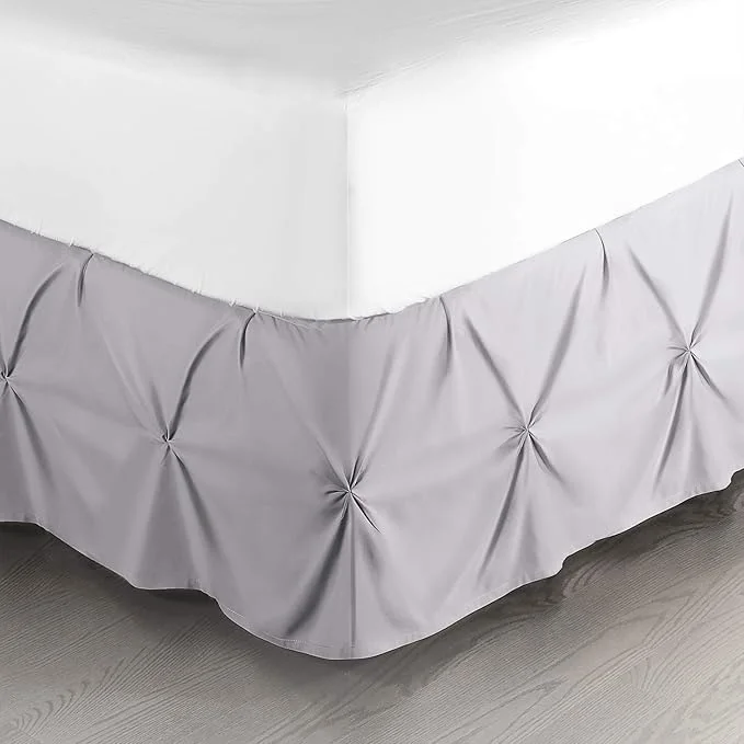 Superior Nestl Grey Lavender Bed Skirt King Size Pinch Pleat King Bed Skirt 14 quot Inch Drop King Bedskirt Hotel Quality Grey Lavender Bed Skirts Premium Microfiber Grey Lavender King Size Bed Skirt Reliable