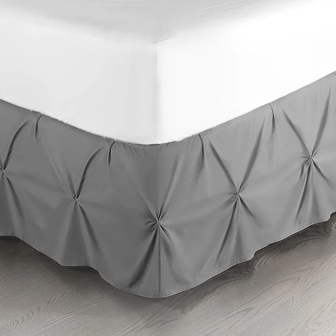 Luxury Nestl Dark Grey Bed Skirt Queen Size Pinch Pleat Queen Bed Skirt 14 quot Inch Drop Queen Bedskirt Hotel Quality Gray Bed Skirts Premium Microfiber Bedskirt for Queen Bed Dark Grey Bed Skirts Stylish