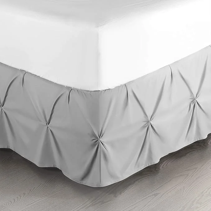 Powerful Nestl Light Grey Bed Skirt King Size Pinch Pleat King Bed Skirt 14 quot Inch Drop King Bedskirt Hotel Quality Light Grey Bed Skirts Microfiber Bedskirt for King Bed Light Grey King Size Bed Skirt High-Performance