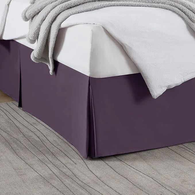 Recyclable Nestl Dark Purple Bed Skirt King Size – King Bed Skirt 14 Inch Drop – Brushed Microfiber Bed Skirts – Hotel Quality Pleated Bed Skirt – Shrinkage amp Fade Resistant Long-Lasting