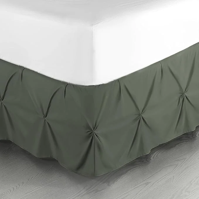 Superior Nestl Olive Green Bed Skirt Cal King Size Pinch Pleat Cal King Bed Skirt 14 quot Inch Drop Cal King Bedskirt Hotel Quality Bed Skirts Microfiber Bedskirt for Cal King Bed Olive Green Cal King Bed Skirt Contemporary