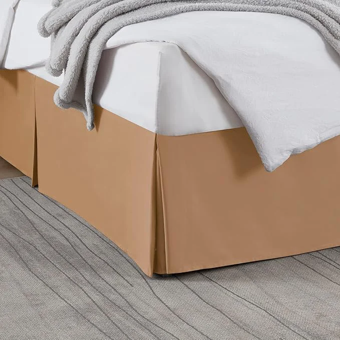 Classic Nestl Light Brown Bed Skirt King Size – King Bed Skirt 14 Inch Drop – Brushed Microfiber Bed Skirts – Hotel Quality Pleated Bed Skirt – Shrinkage amp Fade Resistant Proven